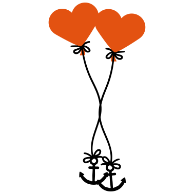 Motiv 2 paar paerchen verliebt anker herz luftballon fli