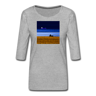 Pärchen Langarmshirt - Strand Schiff Paerchen quadratisch