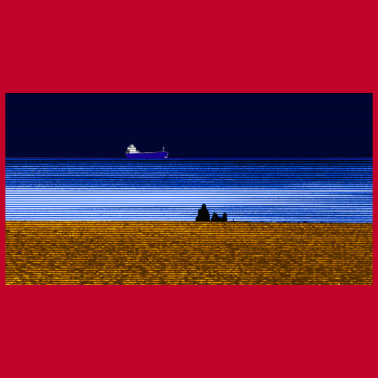 Motiv Strand Schiff Paerchen breit