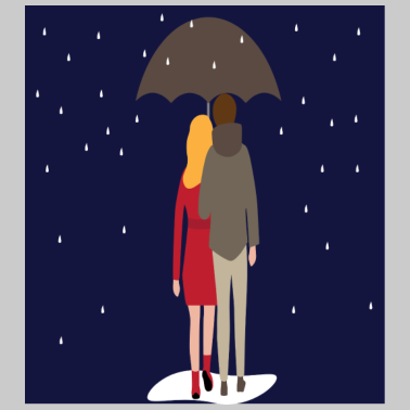 Motiv couplerain Paerchen im Regen unterm Schirm Liebe