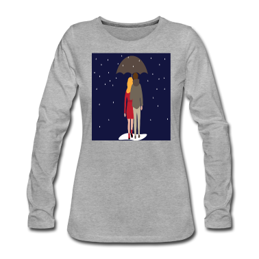 Pärchen Langarmshirt - couplerain Paerchen im Regen unterm Schirm Liebe