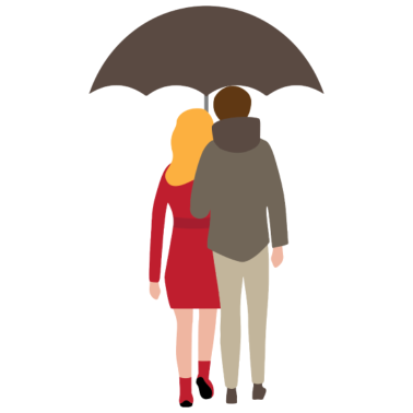 Motiv couple Paerchen verliebt unter Schirm 3 381