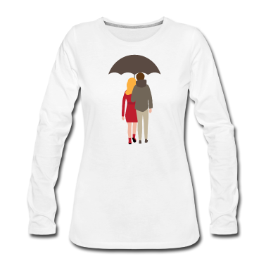 Pärchen Langarmshirt - couple Paerchen verliebt unter Schirm 3 381