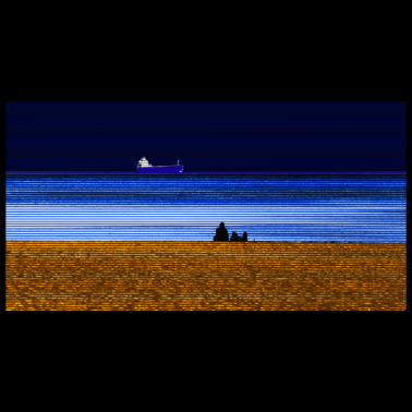 Motiv Strand Schiff Paerchen breit