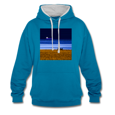 Pärchen Hoodie - Strand Schiff Paerchen quadratisch