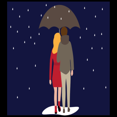 Motiv couplerain Paerchen im Regen unterm Schirm Liebe