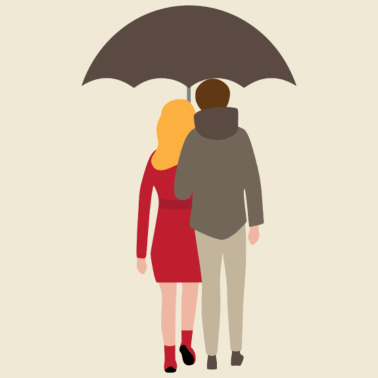 Motiv couple Paerchen verliebt unter Schirm 3 381