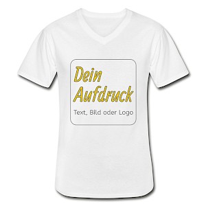 Klassisches Männer T-Shirt mit V-Ausschnitt mit Text, Bild oder Logo bedrucken lassen