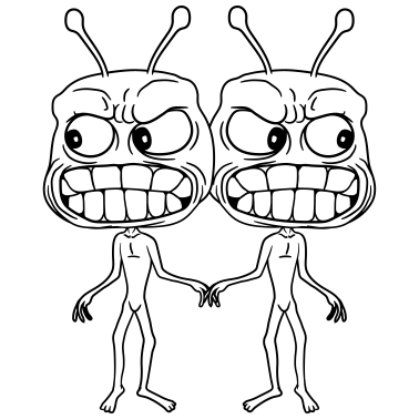 Motiv boese 2 freunde paar paerchen team alien monster a