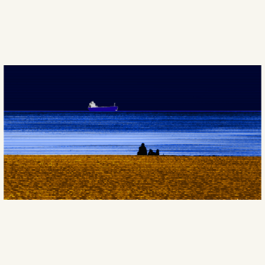 Motiv Strand Schiff Paerchen breit