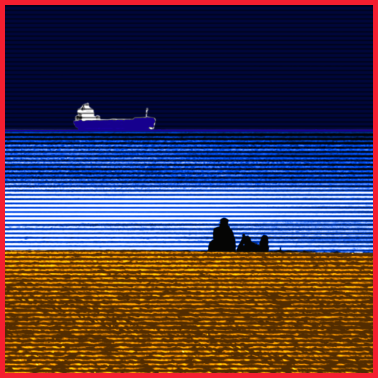 Motiv Strand Schiff Paerchen quadratisch