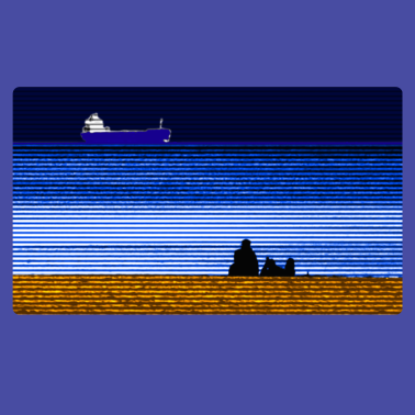 Motiv Strand Schiff Paerchen quadratisch