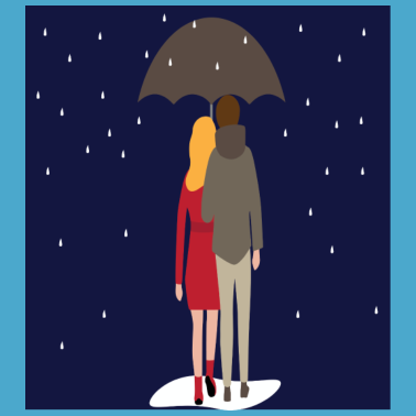 Motiv couplerain Paerchen im Regen unterm Schirm Liebe