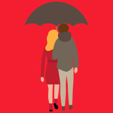 Motiv couple Paerchen verliebt unter Schirm 3 381