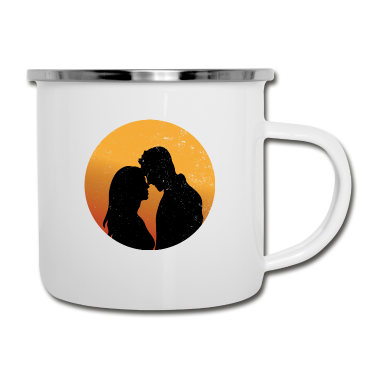 Pärchen Emaille Tasse - Verliebte Paerchen Geschenke zum Jahrestag