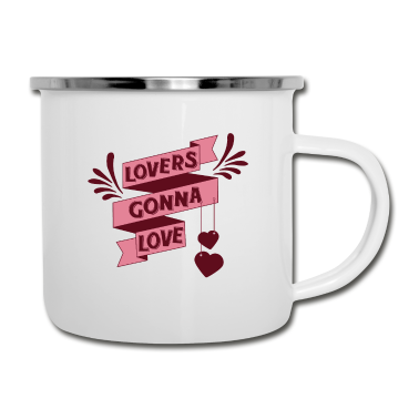 Pärchen Emaille Tasse - Amor LGBT Liebende Flirt Herz