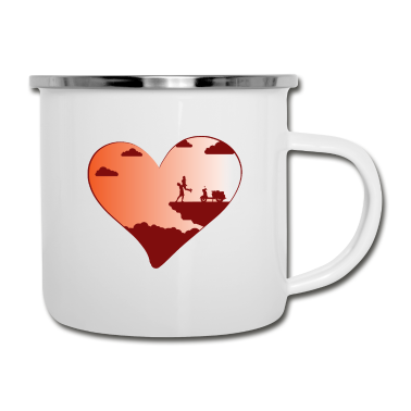 Pärchen Emaille Tasse - Amor LGBT Sonnenuntergang Flirt Herz