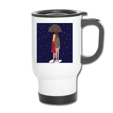 Pärchen Thermobecher - couplerain Paerchen im Regen unterm Schirm Liebe