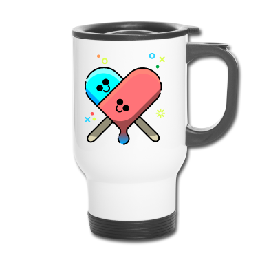 Pärchen Thermobecher - Eis am Stiel Eiscreme Sommer Liebe Herz Paerchen