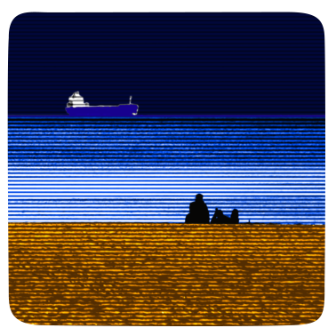 Motiv Strand Schiff Paerchen quadratisch