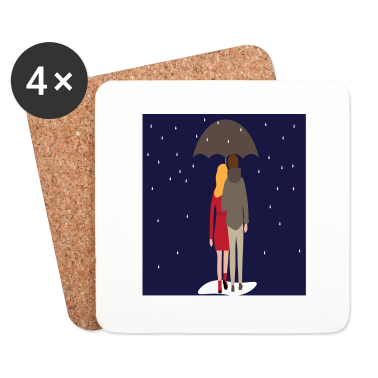 Pärchen Untersetzer - couplerain Paerchen im Regen unterm Schirm Liebe