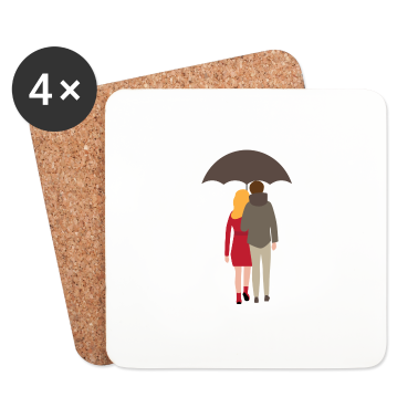 Pärchen Untersetzer - couple Paerchen verliebt unter Schirm 3 381