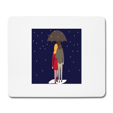 Pärchen Mousepad - couplerain Paerchen im Regen unterm Schirm Liebe