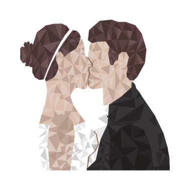 Motiv Frisch Verheiratet - Ehepaar im Low Poly Style