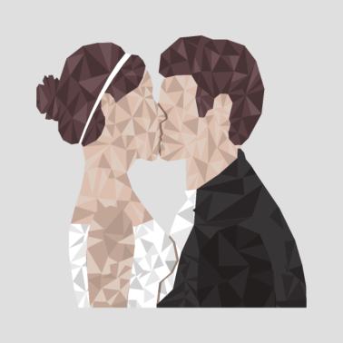 Motiv Frisch Verheiratet - Ehepaar im Low Poly Style