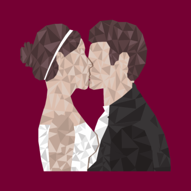 Motiv Frisch Verheiratet - Ehepaar im Low Poly Style