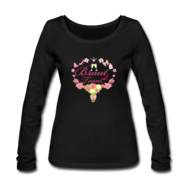 Hochzeit Langarmshirt - Braut Team - Blumenstrauß für die Hochzeitsfeier