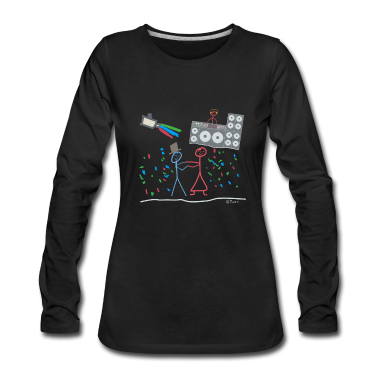 Hochzeit Langarmshirt - Hochzeitsfeier Dj Musik Strichmännchen Tanz Disco