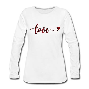 Hochzeit Langarmshirt - Love-Herz-Schriftzug