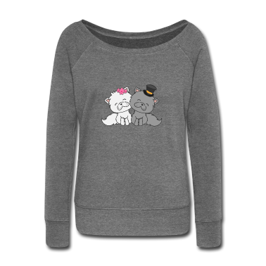 Hochzeit Langarmshirt - Fröhliche Katzen Braut und Bräutigam Hochzeit