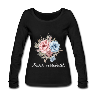 Hochzeit Langarmshirt - Frisch verheiratet Brautstrauß Heirat Wedding