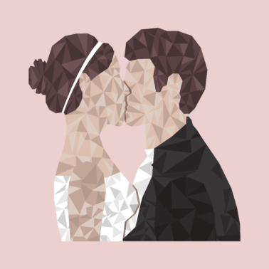 Motiv Frisch Verheiratet - Ehepaar im Low Poly Style