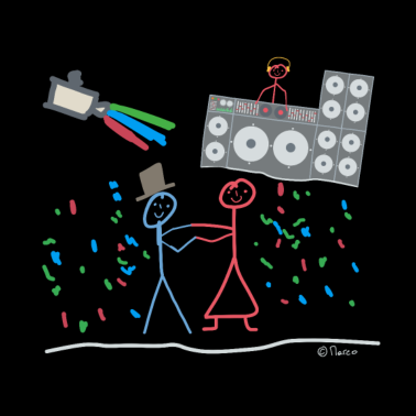 Motiv Hochzeitsfeier Dj Musik Strichmännchen Tanz Disco