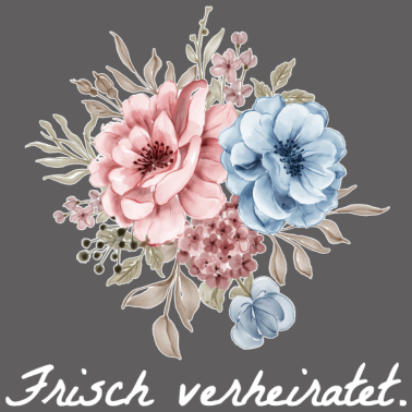 Motiv Frisch verheiratet Brautstrauß Heirat Wedding