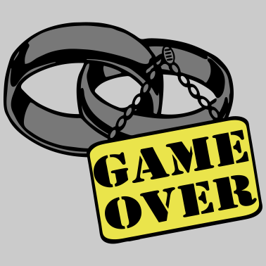 Motiv JGA Ehe Schild game over ...+