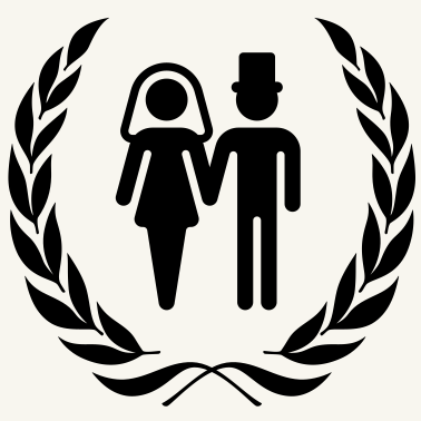 Motiv Brautpaar im Lorbeerkranz