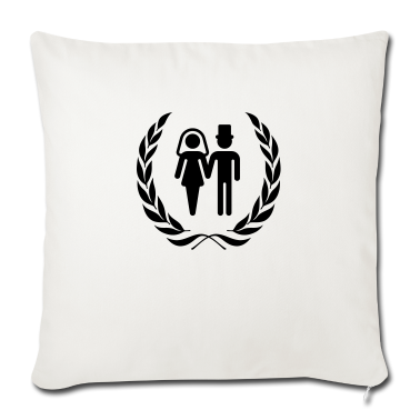 Hochzeit Kissenbezug - Brautpaar im Lorbeerkranz