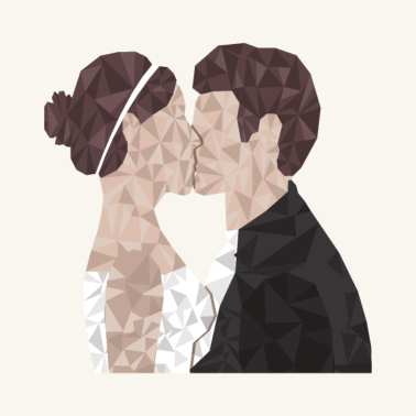 Motiv Frisch Verheiratet - Ehepaar im Low Poly Style