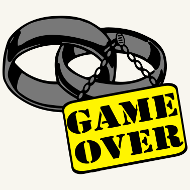 Motiv JGA Ehe Schild game over ...+