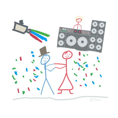 Motiv Hochzeitsfeier Dj Musik Strichmännchen Tanz Disco