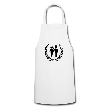 Hochzeit Schürze - Brautpaar im Lorbeerkranz