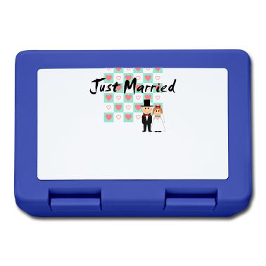 Hochzeit Brotdose - Just Married - Spruch mit Cartoon Brautpaar