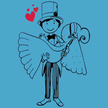 Motiv Comic Brautpaar Herz Braut Bräutigam Hochzeit Ehe