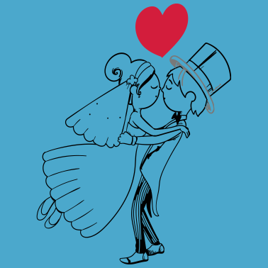 Motiv Comic Brautpaar Herz Braut Bräutigam Hochzeit Ehe