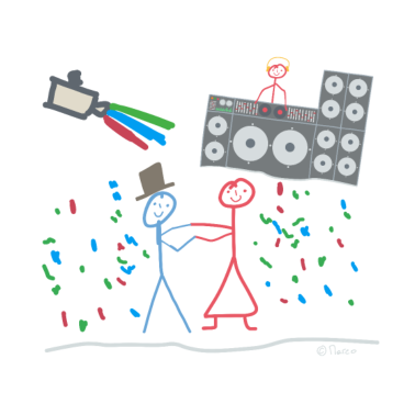Motiv Hochzeitsfeier Dj Musik Strichmännchen Tanz Disco