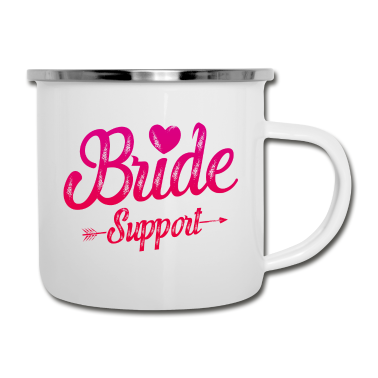 Hochzeit Emaille Tasse - Braut Support Herz Team Junggesellinnen